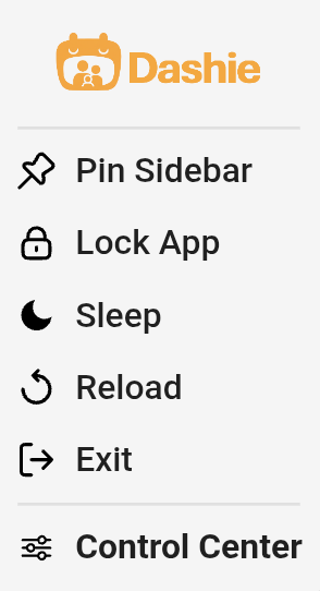 Dashie Quick Functions popup