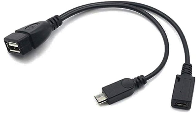 Micro-USB OTG adapter with a separate power input